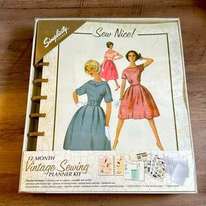 12 Month Vintage Sewing Simplicity Planner Kit, Happy Planner/Disc Bound Style